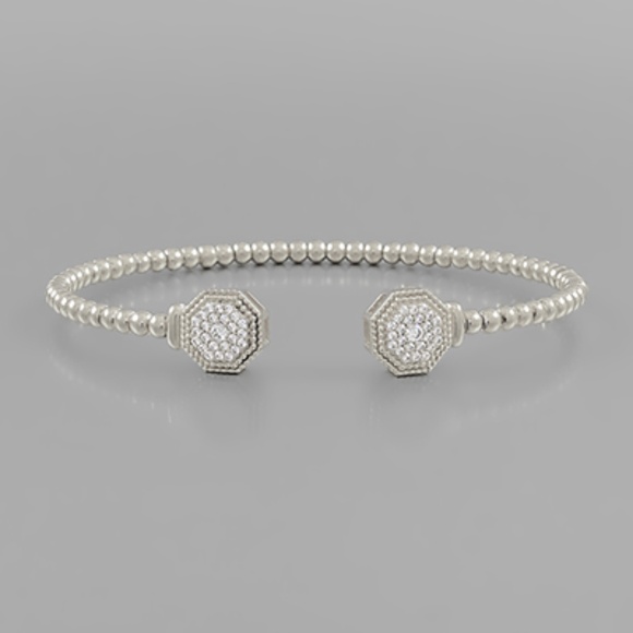 CZ Pave Hexagon Cuff - Picture 2 of 2